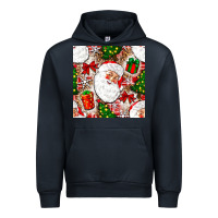 Navy Christmas Santa Claus and gift box Urban Hoodie - NancyCooperArtShop