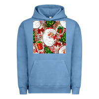 Pigment Pebble Blue Christmas Santa Claus and gift box Urban Hoodie - NancyCooperArtShop