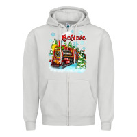 Dove Grey christmas polar express believe Zipper Hoodie - Zillion Design Studio