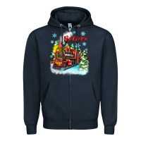 Navy christmas polar express believe Zipper Hoodie - Zillion Design Studio