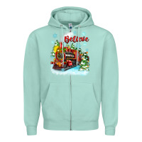 Seafoam christmas polar express believe Zipper Hoodie - Zillion Design Studio