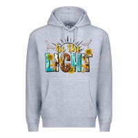 Heather Grey be the light Premium Hoodie - NancyCooperArtShop