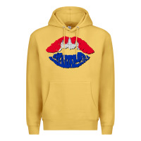 Antique Gold cambodian flag lips Premium Hoodie - AdoDesignShop