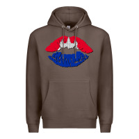 Coffee cambodian flag lips Premium Hoodie - AdoDesignShop