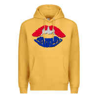 Mustard cambodian flag lips Premium Hoodie - AdoDesignShop