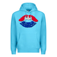 Ocean Blue cambodian flag lips Premium Hoodie - AdoDesignShop