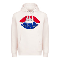 Pale Pink cambodian flag lips Premium Hoodie - AdoDesignShop