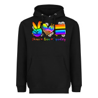 Black peace love equality Heavyweight Hoodie - Zillion Design Studio