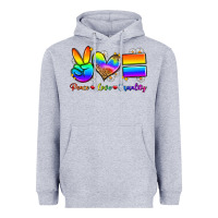 Heather Grey peace love equality Heavyweight Hoodie - Zillion Design Studio