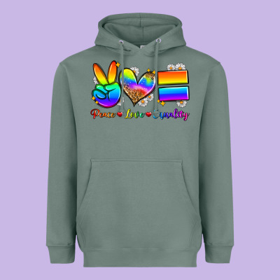 Peace Love Equality Heavyweight Hoodie Designed By Zillion Design Studio