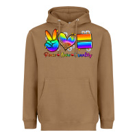 Toasted Coconut peace love equality Heavyweight Hoodie - Zillion Design Studio