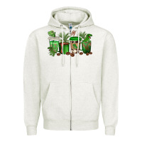 Oatmeal Heather t  rex coffee cups Zipper Hoodie - texasbilliewilder