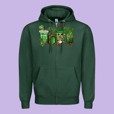 Zipper Hoodie t  rex coffee cups
