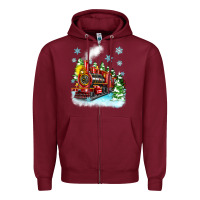 Burgundy christmas polar express Zipper Hoodie - Zillion Design Studio