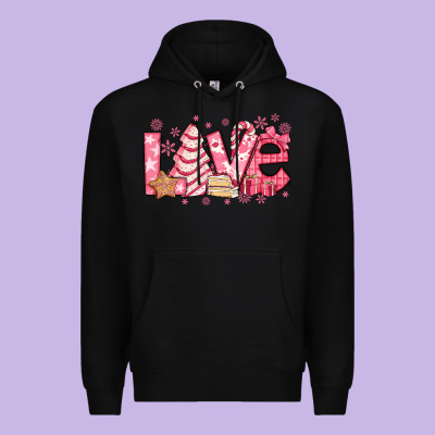 Love Pink Christmas Tree Cake Premium Hoodie Designed By Jasminsmagicworld