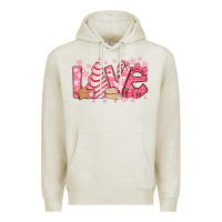 Oatmeal Heather love pink christmas tree cake Premium Hoodie - Jasminsmagicworld