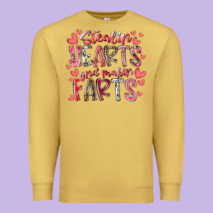 Stealin Hearts And Makin Farts Premium Sweatshirt Designed By Racoondesign