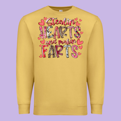 Stealin Hearts And Makin Farts Premium Sweatshirt Designed By Racoondesign