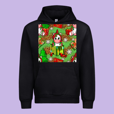 Christmas Unicorn And Gift Box Urban Hoodie Designed By Nancycooperartshop