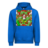 Cobalt Christmas unicorn and gift box Urban Hoodie - NancyCooperArtShop
