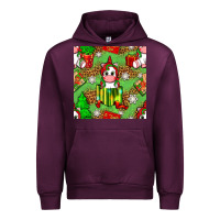 Mauve Wine Christmas unicorn and gift box Urban Hoodie - NancyCooperArtShop