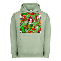 Pigment Oil Green Christmas unicorn and gift box Urban Hoodie - NancyCooperArtShop