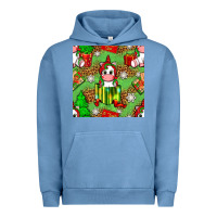Pigment Pebble Blue Christmas unicorn and gift box Urban Hoodie - NancyCooperArtShop