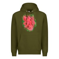 Army Green watermelon glitter watercolor brushstrokes patch Premium Hoodie - RanaPortraitStore