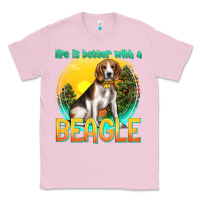 Bubblegum Pink life is better with a beagle Classic Tee - texasbilliewilder