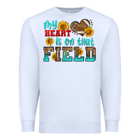 White my heart is on that field american football Premium Sweatshirt - HRA Design Shop