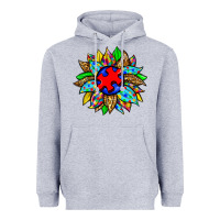 Heather Grey autism sunflower Heavyweight Hoodie - Zillion Design Studio