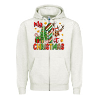 Oatmeal Heather my first christmas Zipper Hoodie - Zillion Design Studio