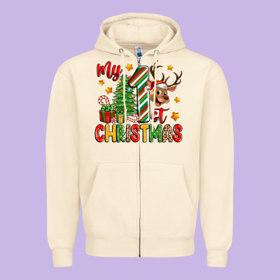 My First Christmas Zipper Hoodie Designed By Zillion Design Studio