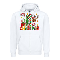 White my first christmas Zipper Hoodie - Zillion Design Studio