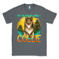 Charcoal Heather life is better with a collie Classic Tee - texasbilliewilder