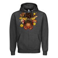 Charcoal Heather softball afro messy bun Zipper Hoodie - texasbilliewilder