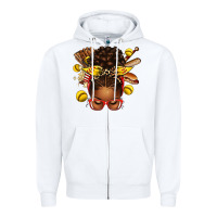 White softball afro messy bun Zipper Hoodie - texasbilliewilder