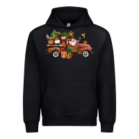 Black Christmas Truck Elf Santa snowman reindeer Urban Hoodie - NancyCooperArtShop