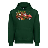 Forest Green Christmas Truck Elf Santa snowman reindeer Urban Hoodie - NancyCooperArtShop