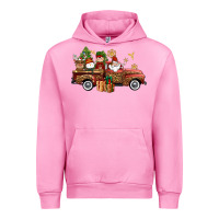 Fuchsia Pink Christmas Truck Elf Santa snowman reindeer Urban Hoodie - NancyCooperArtShop