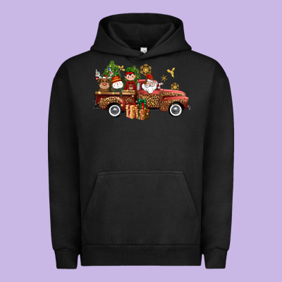 Christmas Truck Elf Santa Snowman Reindeer Urban Hoodie Designed By Nancycooperartshop