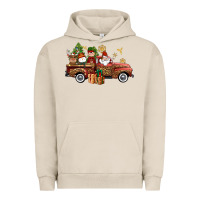 Pigment French Oak Christmas Truck Elf Santa snowman reindeer Urban Hoodie - NancyCooperArtShop