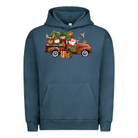 Pigment Midnight Navy Christmas Truck Elf Santa snowman reindeer Urban Hoodie - NancyCooperArtShop