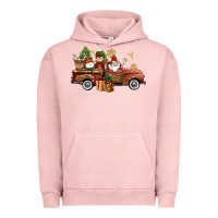 Pigment Salmon Christmas Truck Elf Santa snowman reindeer Urban Hoodie - NancyCooperArtShop