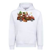 White Christmas Truck Elf Santa snowman reindeer Urban Hoodie - NancyCooperArtShop