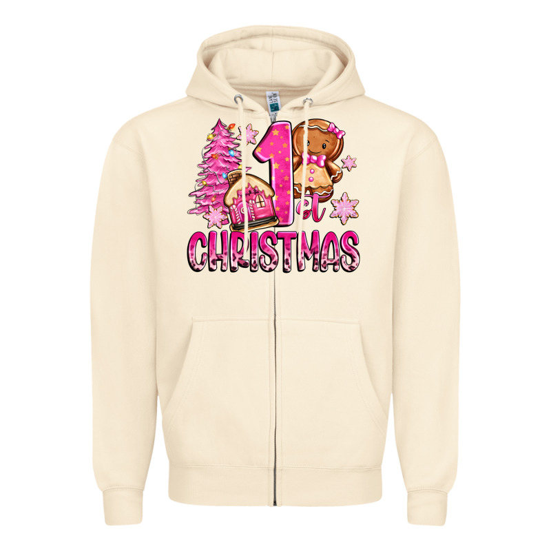 1st Christmas Gingerbread Girl Zipper Hoodie by Zillion Design Studio | Teevron