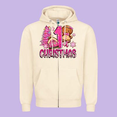 1st Christmas Gingerbread Girl Zipper Hoodie Designed By Zillion Design Studio