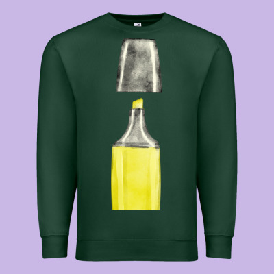 Yellow Highlighter Pen Fa Element Premium Sweatshirt Designed By Fadigitalartstudio