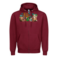 Burgundy western coffee cups Zipper Hoodie - texasbilliewilder
