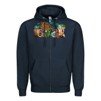 Navy western coffee cups Zipper Hoodie - texasbilliewilder